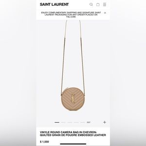 Saint Laurent Vinyle Round Camera Bag Matelasse Chevron Leather Neutral****NEW!!